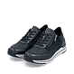 Dunkelblaue remonte Damen Sneaker R6714-14 mit einem Reißverschluss. Schuhpaar seitlich schräg.