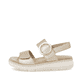 Goldene remonte Keilsandaletten D2K50-90 mit einem Klettverschluss. Schuh Außenseite.
