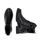 Vegane, schwarze remonte Damen Schnürstiefel D8683-03 mit einem Reißverschluss. Schuh von oben, liegend.