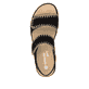 Schwarze remonte Riemchensandalen D3P50-02 mit handgestickten Nähten. Schuh von oben.