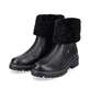 
Nachtschwarze remonte Damen Kurzstiefel D0B71-01 mit Reißverschluss sowie Glass-Fibre. Schuhpaar schräg.