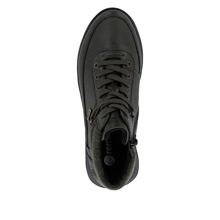 Grüne remonte Damen Kurzstiefel D2V71-52 mit wasserabweisender TEX-Membran. Schuh von oben.