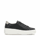 Baskets basses remonte noires pour femme D1C11-03 avec fermeture éclair. Côté intérieur de la chaussure.