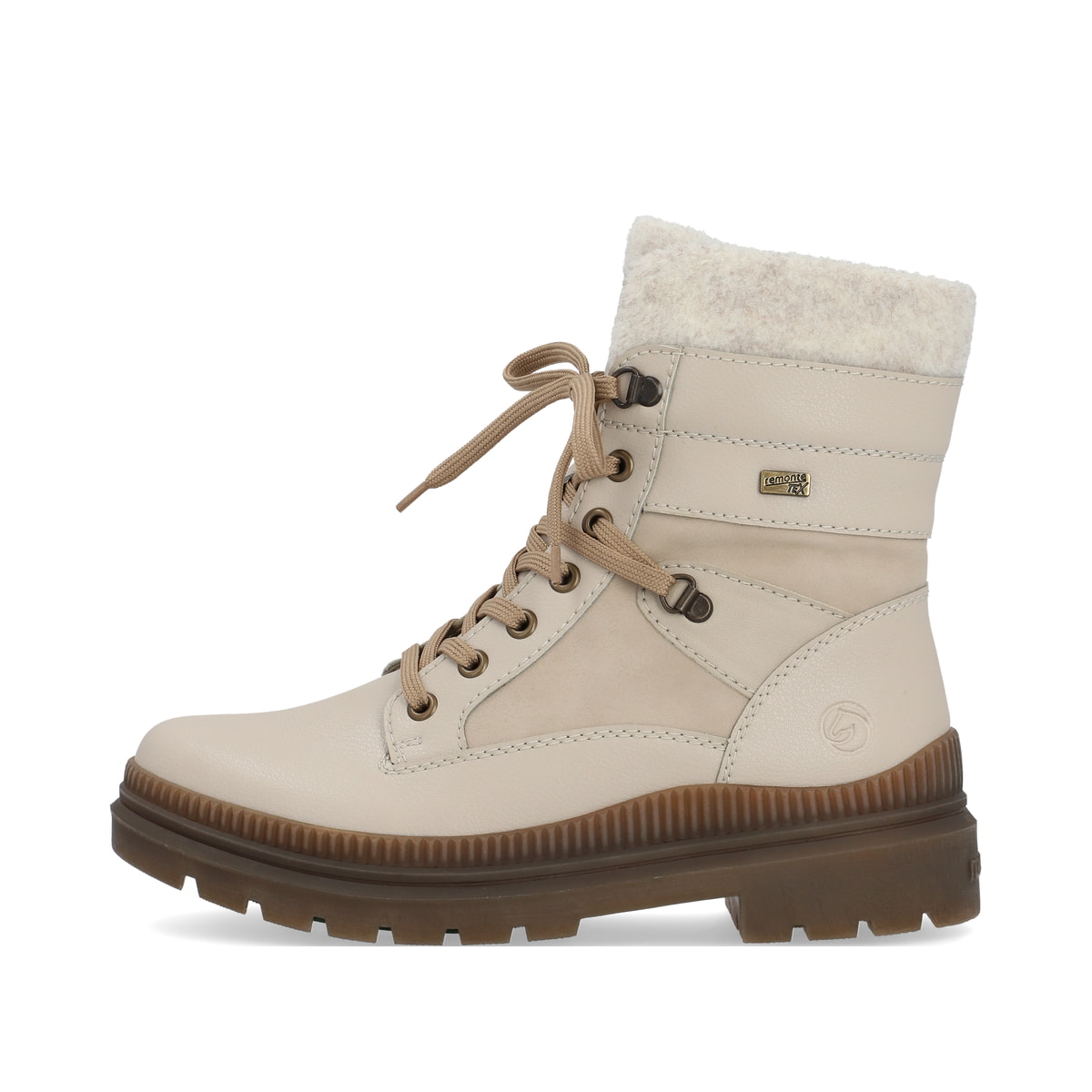 
Hellbeige remonte Damen Schnürstiefel D0C77-60 mit einer griffigen Glass-Fibre Sohle. Schuh Außenseite