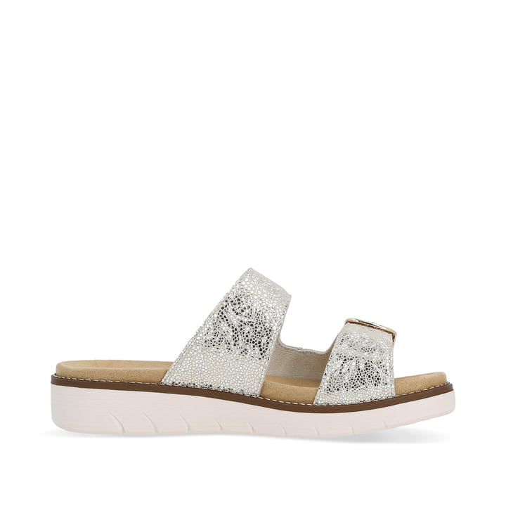 Nussbraune remonte Damen Riemchensandalen D2067-60 mit einer flexiblen Profilsohle. Schuh seitlich schräg