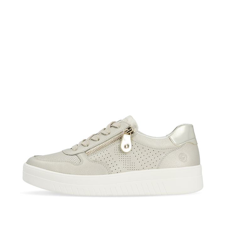 Goldene remonte Damen Sneaker D0J02-90 mit Reißverschluss. Schuh Außenseite.