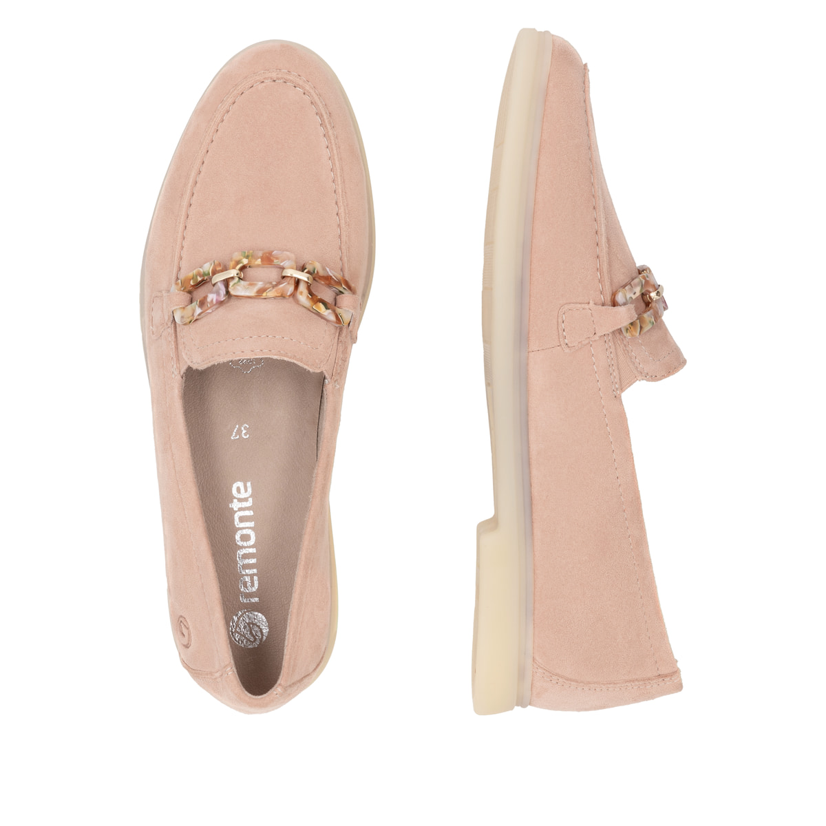 Rosane remonte Damen Loafer D2F00-31 mit einem Gummizug. Schuh von oben, liegend.