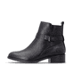 Schwarze remonte Damen Stiefeletten D3U72-00 mit einem Reißverschluss. Schuh Außenseite.