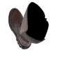 Dunkelbraune remonte Hochschaftstiefel D1W77-25 mit einem Reißverschluss. Schuh von oben, liegend.
