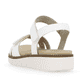 Weiße remonte Riemchensandalen D2049-83 mit einem Klettverschluss. Schuh von hinten.