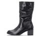 Schwarze remonte Damen Stiefeletten D2A79-00 mit gerafftem Schaft. Schuh Außenseite.