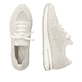 Beige remonte Damen Slipper D1G12-60 mit einem Gummizug. Schuh von oben, liegend.