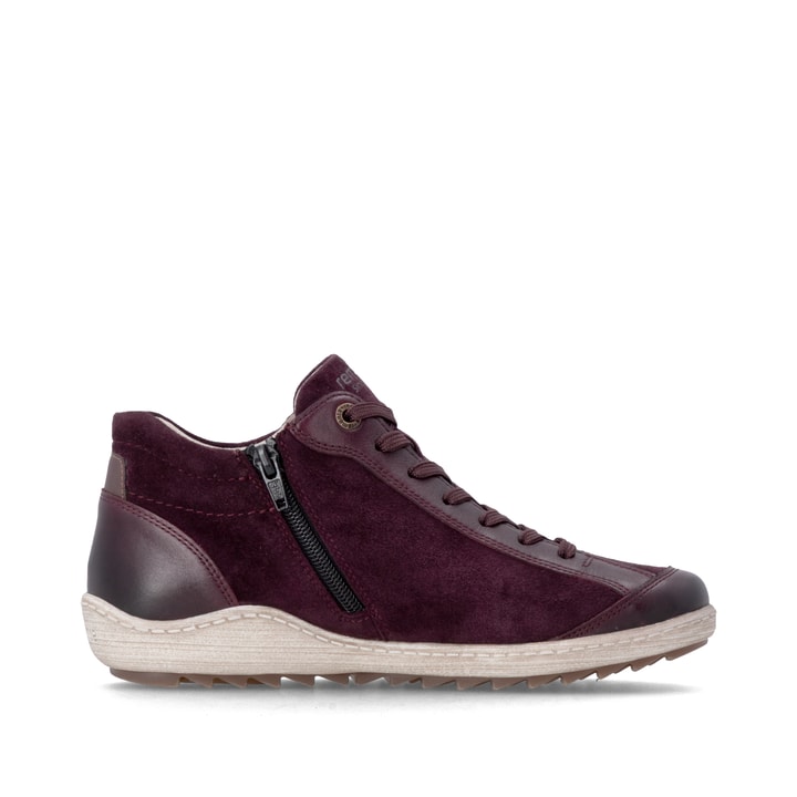 Weinrote remonte Damen Schnürstiefel R1454-35 mit wasserabweisender TEX-Membran. Schuh Innenseite.
