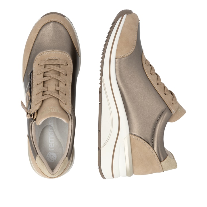 Baskets basses remonte métalliques végan pour femmes D0T09-92. Chaussure vue de dessus, couchée.