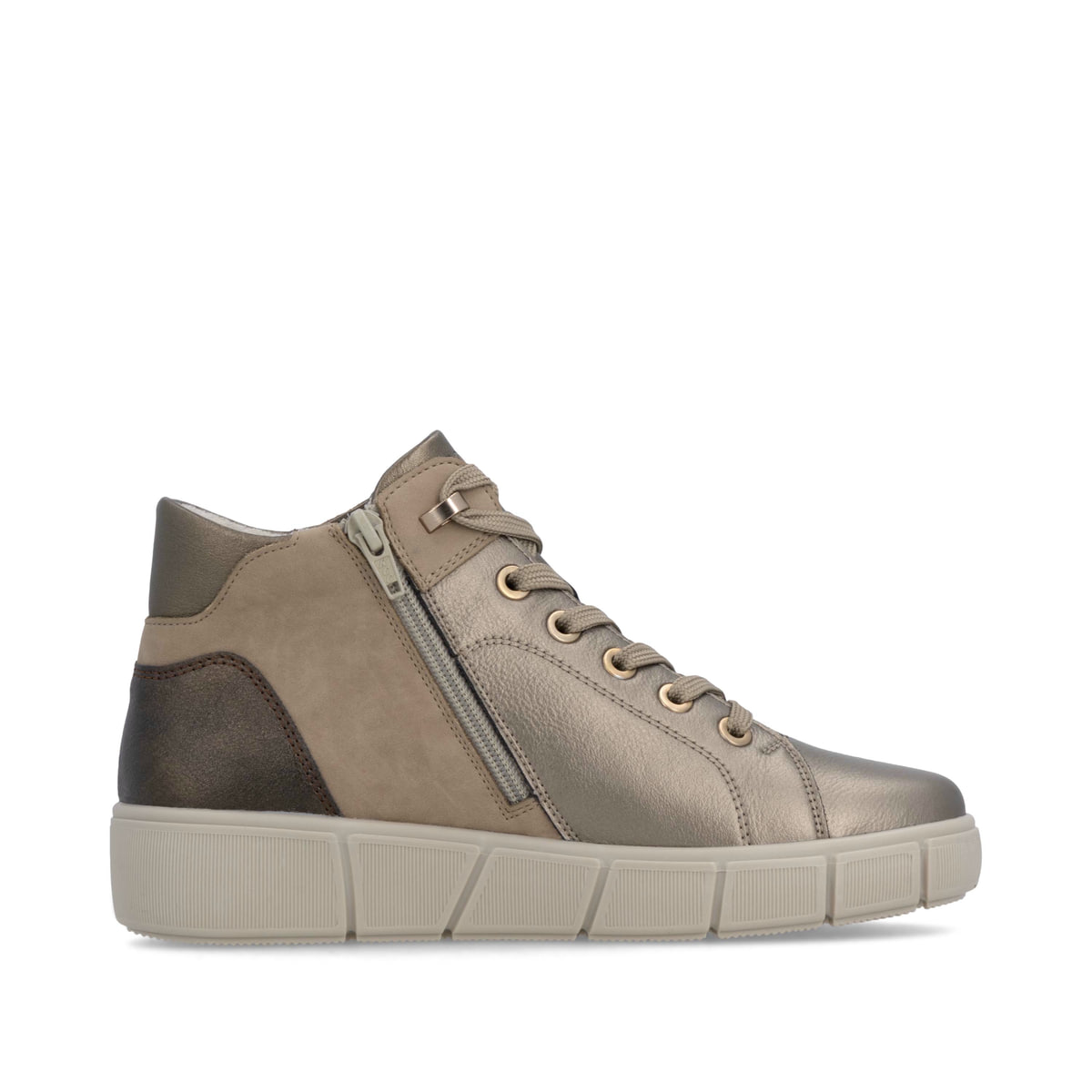 Metallische remonte Damen Kurzstiefel D1T77-90 mit wasserabweisender TEX-Membran. Schuh Innenseite.