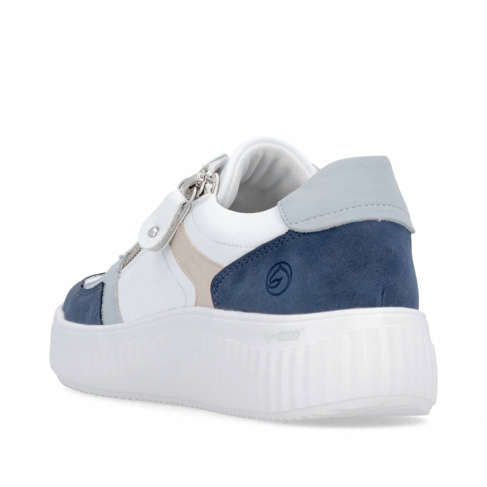 Chaussures à lacets remonte blanches femme D3E05-80 avec fermeture éclair. Chaussure vue de l'arrière.