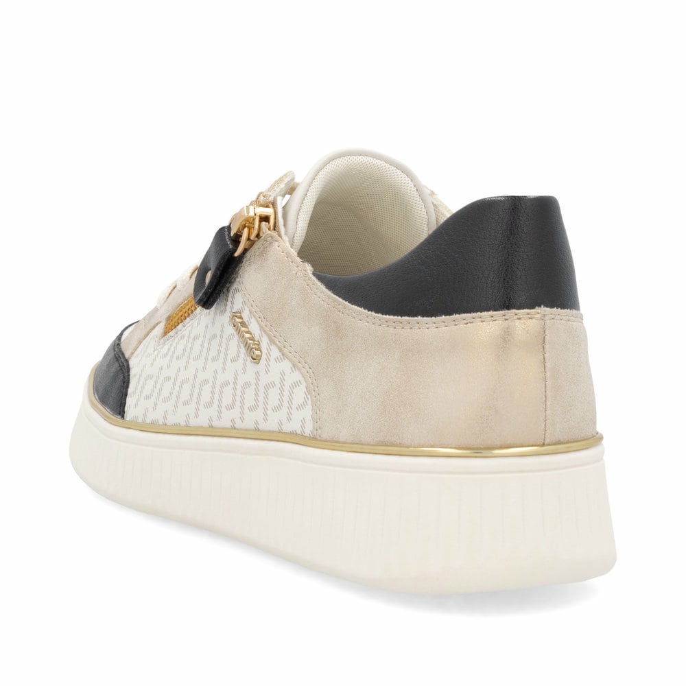 Weiße remonte Damen Sneaker D2E04-80 mit Reißverschluss sowie der Komfortweite G. Schuh von hinten.
