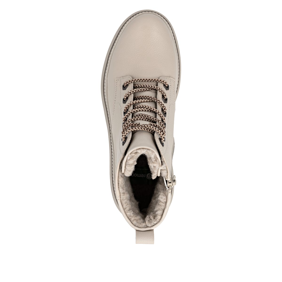 Beige remonte Damen Schnürstiefel D0C82-60 mit griffiger Glass-Fibre Sohle. Schuh von oben.