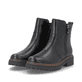 Schwarze remonte Damen Kurzstiefel D4B72-00 mit wasserabweisender TEX-Membran. Schuhpaar seitlich schräg.