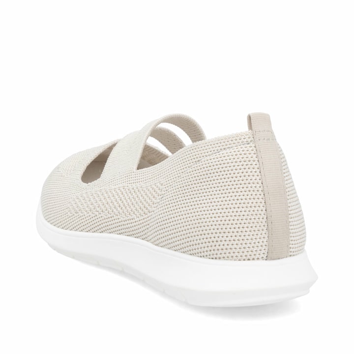Beige remonte Ballerinas R7102-60 mit einem Gummizug sowie der Komfortweite G. Schuh von hinten.