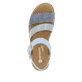 Blaue vegane remonte Riemchensandalen D0Q55-12 mit einem Klettverschluss. Schuh von oben.
