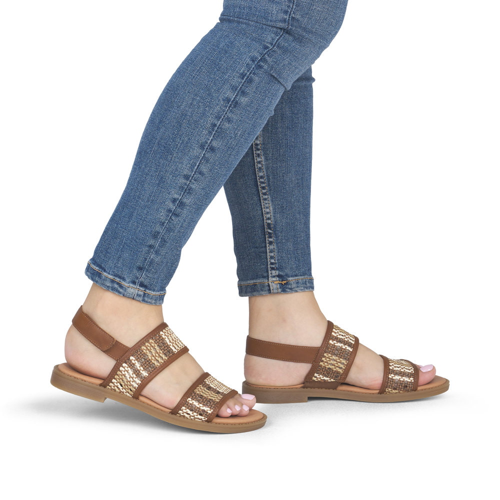 Sandales à lanières remonte marron vegan pour femme D3646-24. Chaussure au pied.