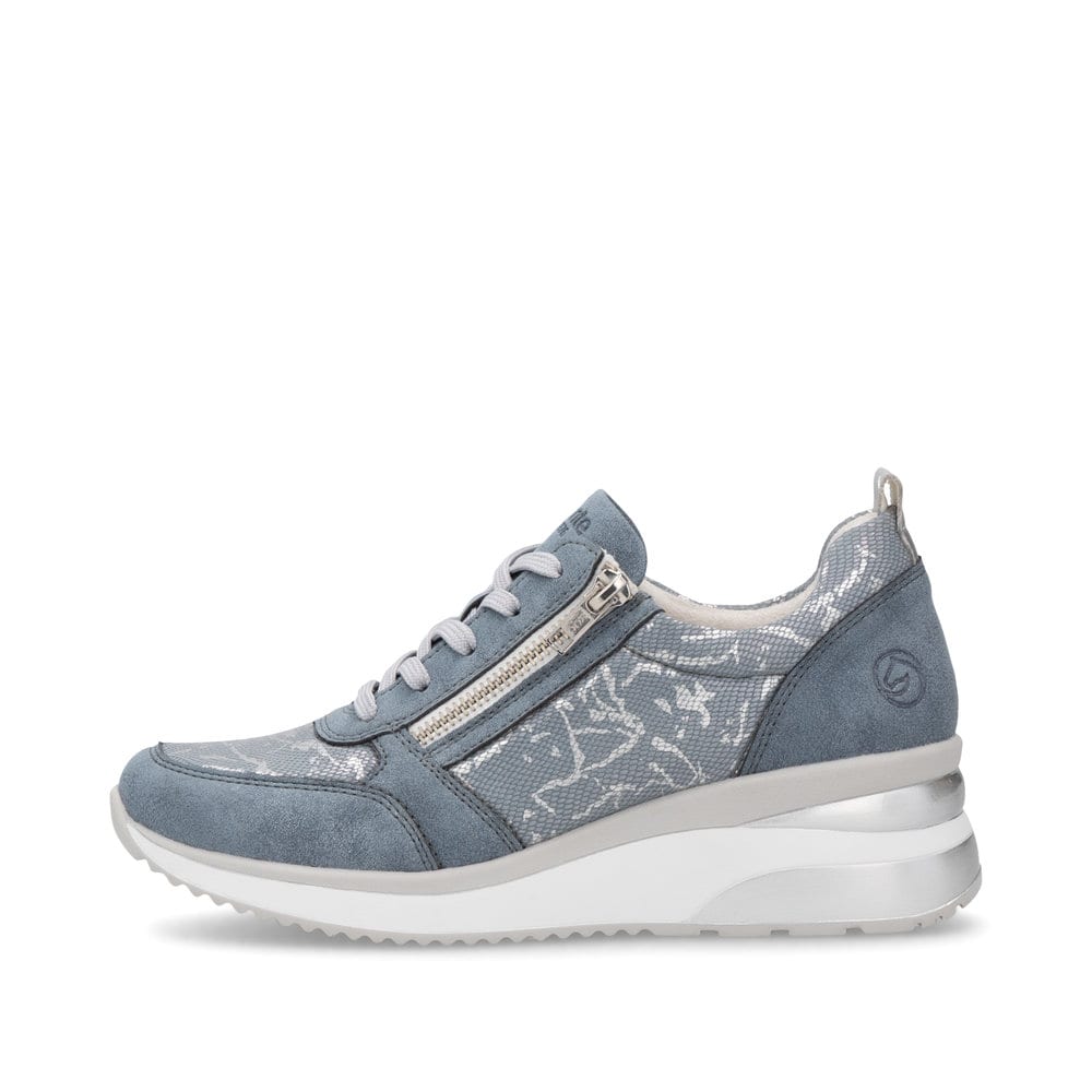Blaue remonte Damen Sneaker D2401-11 mit Reißverschluss sowie der Komfortweite G. Schuh Außenseite.
