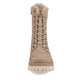 
Vanillebeige remonte Damen Schnürstiefel D1B74-60 mit einer dämpfenden Profilsohle. Schuh von vorne.