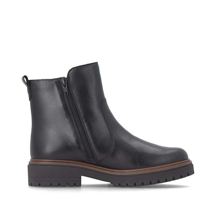 Schwarze remonte Damen Kurzstiefel D4B72-00 mit wasserabweisender TEX-Membran. Schuh Innenseite.