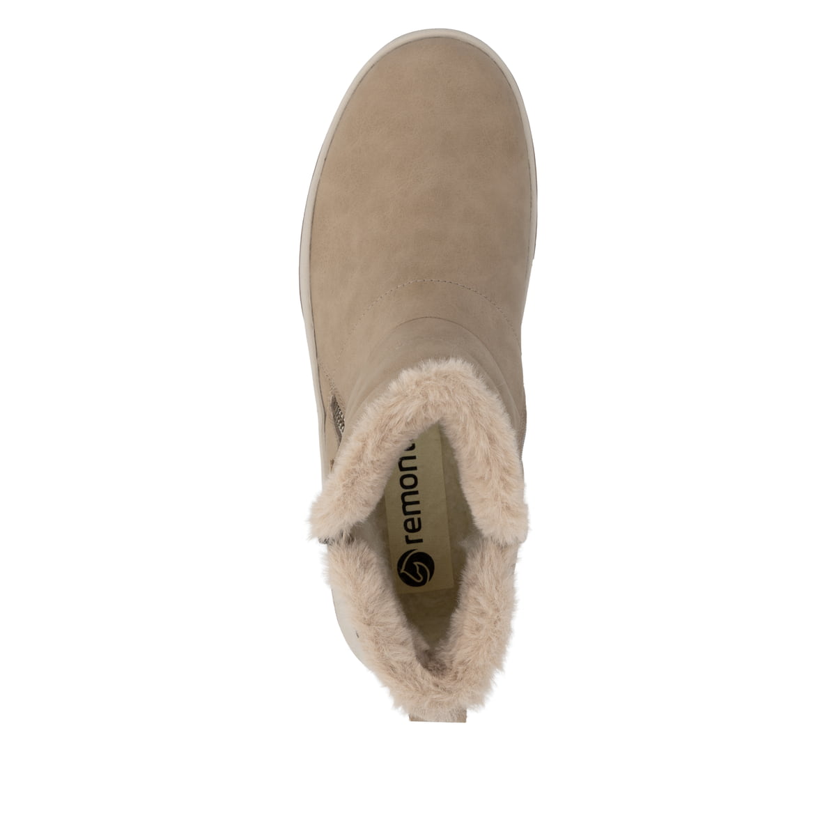 Camelfarbene remonte Damen Kurzstiefel D3Q71-20. Schuh von oben.