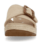 Lehmbeige remonte Damen Pantoletten D0N56-60 mit einem Klettverschluss. Schuh von vorne.