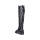 
Asphaltschwarze remonte Damen Hochschaftstiefel D0B72-01 mit einer Profilsohle. Schuh von hinten