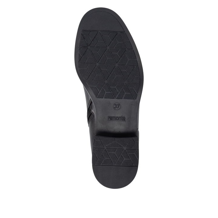 Schwarze remonte Damen Stiefeletten D3U73-00 mit einem Reißverschluss. Schuh Laufsohle.