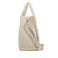 Sac à main remonte Q0766-90 beige avec tissu tressé et fermeture éclair. Côté droit.