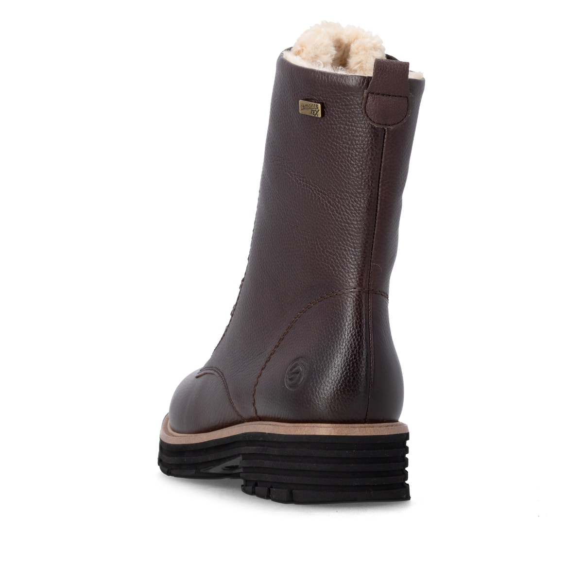 Dunkelbraune remonte Damen Schnürstiefel D3A73-25. Schuh von hinten.
