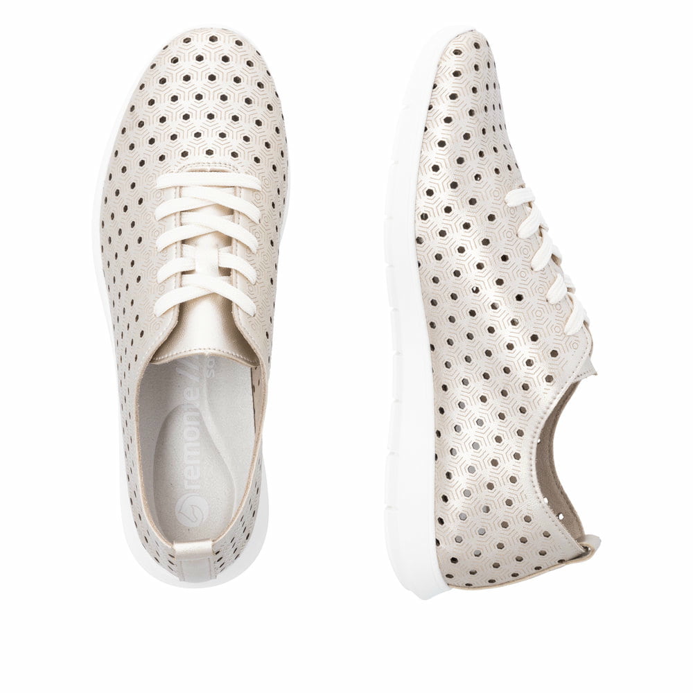 Goldene remonte Damen Schnürschuhe R7101-91 mit der Komfortweite G. Schuh von oben, liegend.