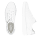 Weiße remonte Damen Sneaker Low D2E01-80 mit Reißverschluss sowie Komfortweite G. Schuh von oben, liegend.
