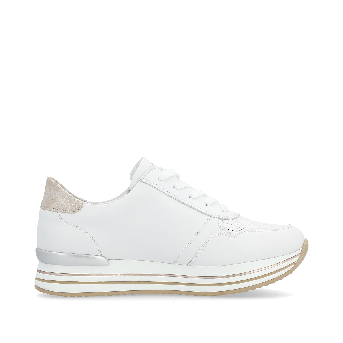 Weiße remonte Damen Sneaker Low D1318-80 mit Reißverschluss sowie Komfortweite G. Schuh Innenseite.