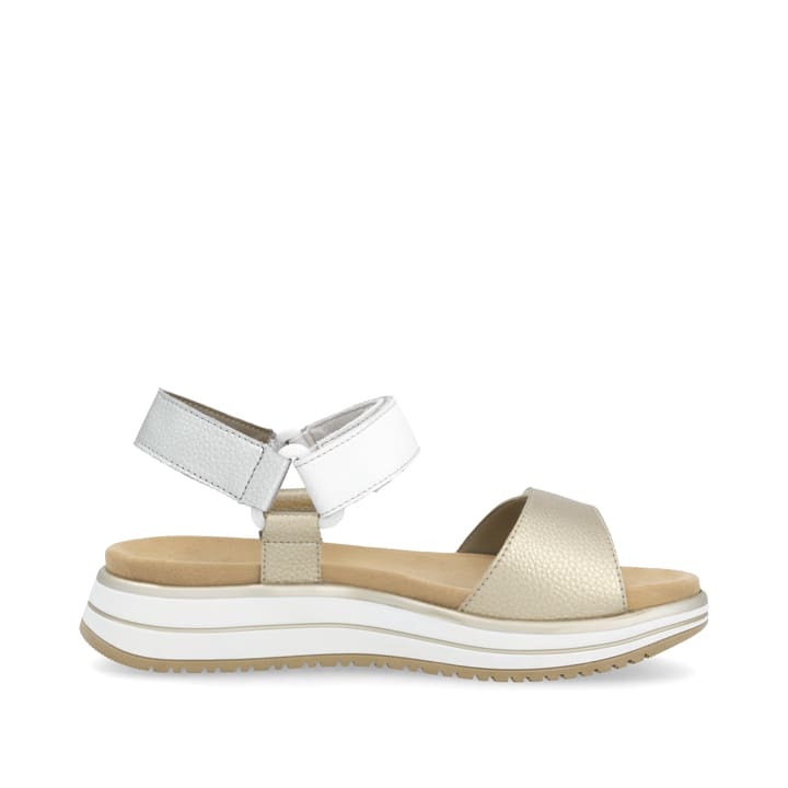 Metallische remonte Riemchensandalen D1J57-90 mit einem Klettverschluss. Schuh Innenseite.