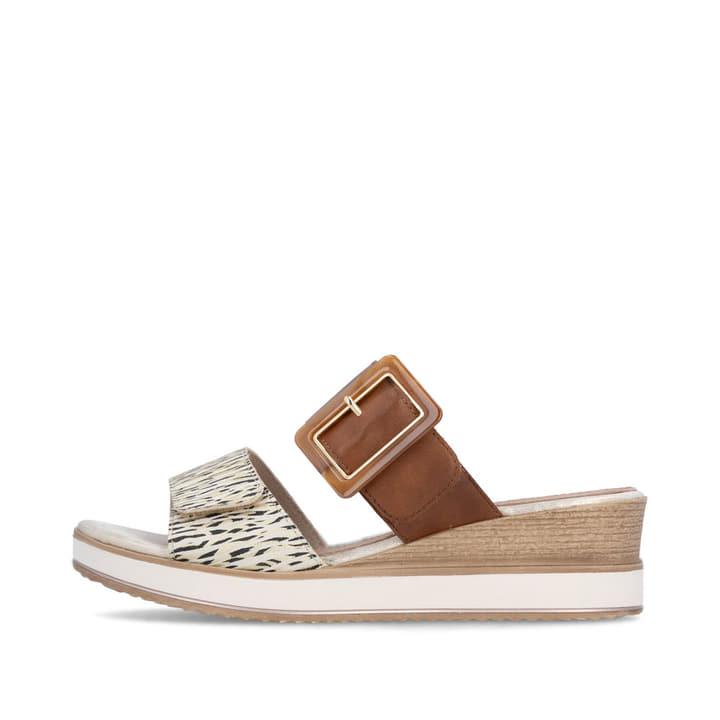 Mules remonte marron pour femme D6463-24 avec boucle tendance. Côté extérieur de la chaussure.