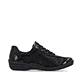 Baskets basses remonte noires pour femme R7637-04 avec fermeture éclair. Chaussure vue de l'arrière.