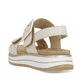 Vanillebeige remonte Damen Riemchensandalen D1J53-60 mit einem Klettverschluss. Schuh von hinten.