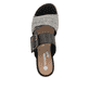 Schwarze remonte Damen Pantoletten D6463-03 mit einem Klettverschluss. Schuh von oben.