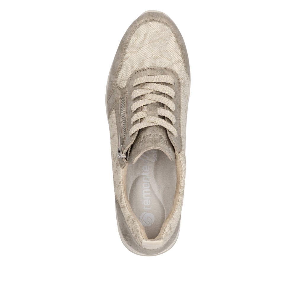 Baskets basses remonte métalliques pour femme D2401-61. Chaussure vue de dessus.