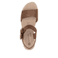 Braune remonte Riemchensandaletten D0N52-25 mit einem Klettverschluss. Schuh von oben.