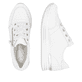 Weiße remonte Damen Sneaker Low D1302-82 mit Reißverschluss sowie Komfortweite G. Schuh von oben, liegend.