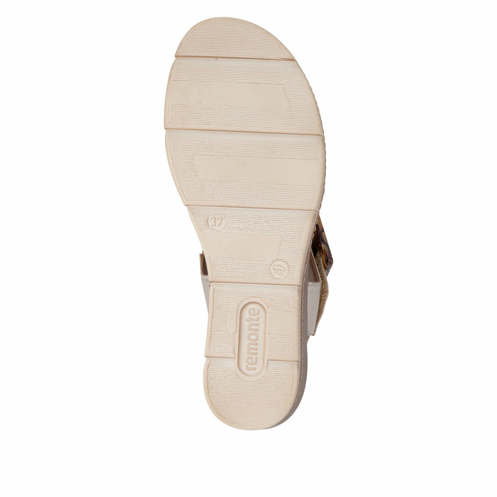 Metallische remonte Keilsandaletten D2L53-90 mit trendiger Schnalle. Schuh Laufsohle.
