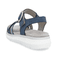 Blaue vegane remonte Riemchensandalen D2K55-14 mit einem Klettverschluss. Schuh von hinten.