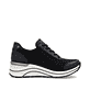 Baskets basses remonte noires pour femme D0T09-04 avec imprimé léopard. Chaussure vue de l'arrière.