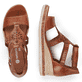 
Kastanienbraune remonte Damen Keilsandaletten D3053-24 mit einer leichten Sohle. Schuhpaar von oben.